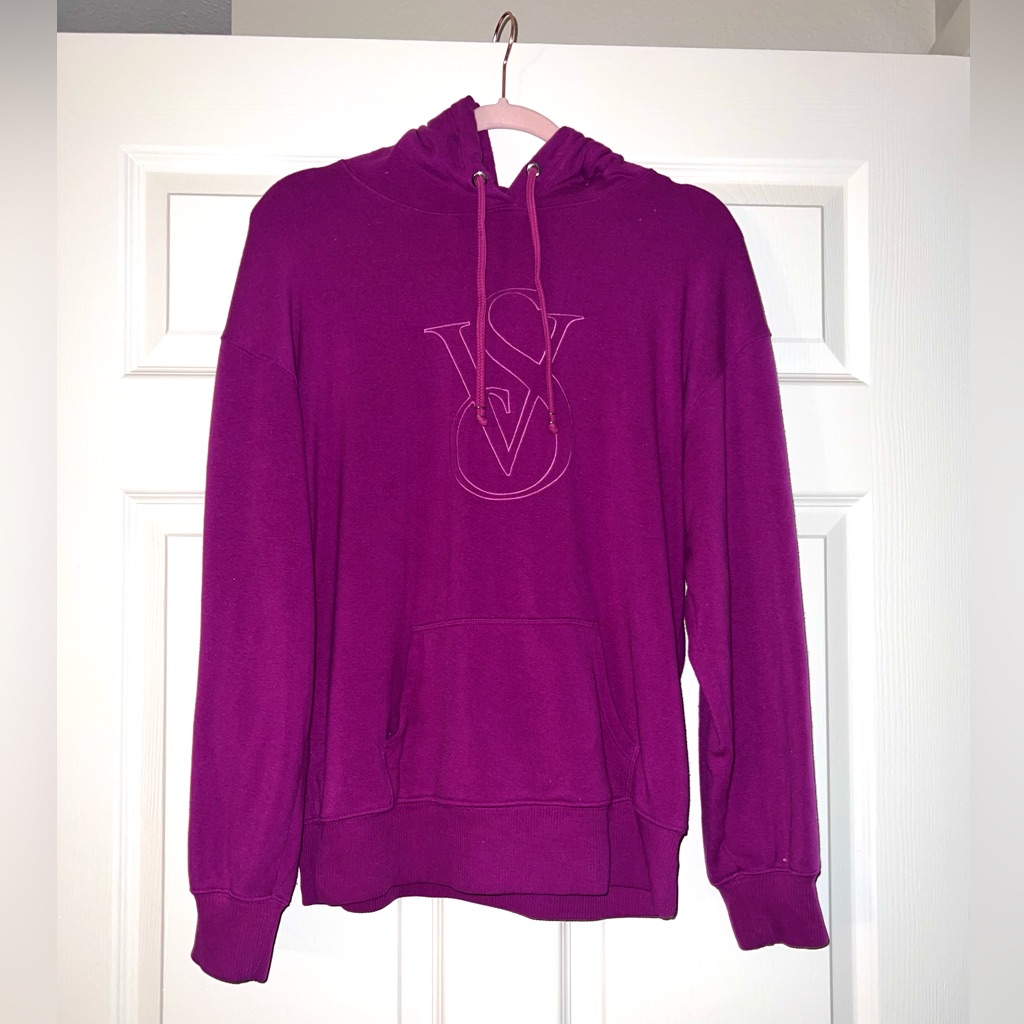 Victoria's Secret Purple Sweater With Cozy Hood And Soft Texture Xs Preowned